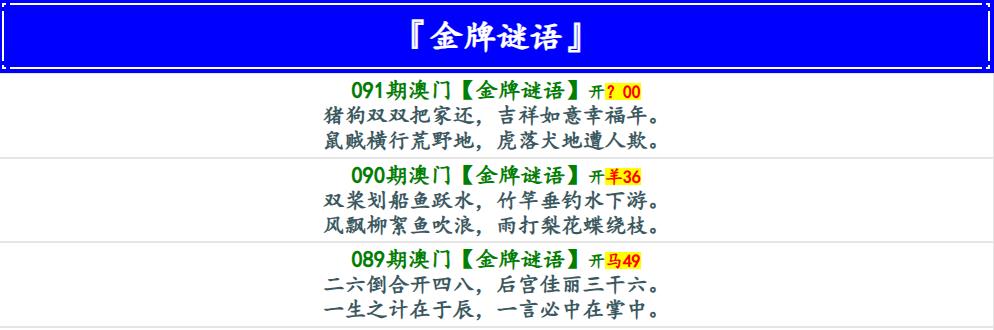 091期金牌谜语[图]